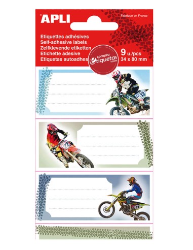 Etiquetas Escolares Modelo Motos 81x36 mm Apli 18442