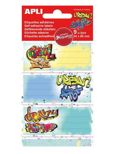 Etiquetas Escolares Modelo Grafitis 81x36 mm. Apli 18444