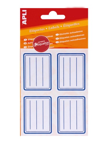 Etiquetas Escolares Orla Azul Rayadas 50x38 mm Apli 10195