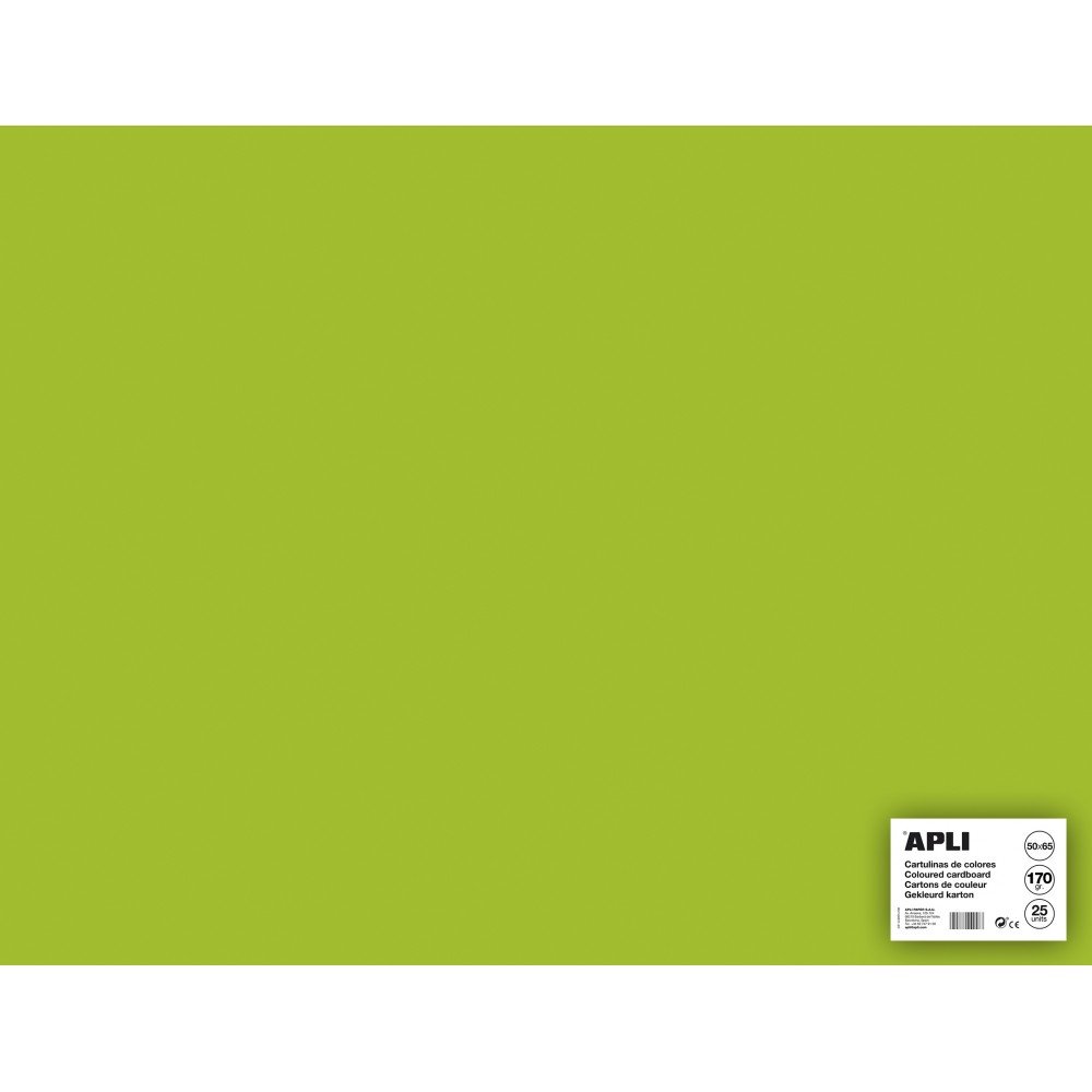 25 Hojas Cartulina Color Verde Fluor 50x65cm Apli 14275 COMPRAETIQUETAS