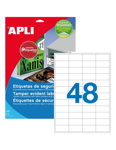 Etiquetas Blancas de Seguridad 45,7x21,2 mm 10H Apli 11272
