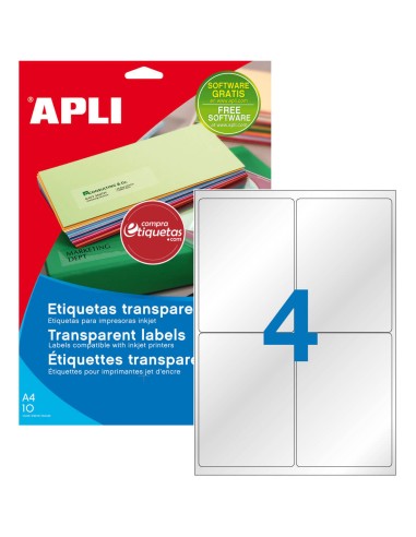 Etiquetas Poliéster Transparentes Brillantes 105x148 mm 10H Apli 12964