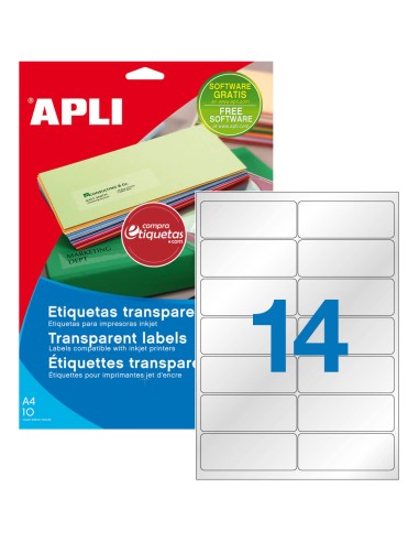 Etiquetas Poliéster Transparente Brillante 99,1x38,1 mm 10H Apli 10052