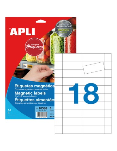 Etiquetas Magnéticas Para Estanterías 80x28 mm 5H Apli 10388