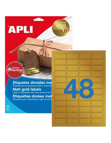 Etiquetas Metalizadas Oro Mate 45.7x21,2 mm 20H Apli 14886