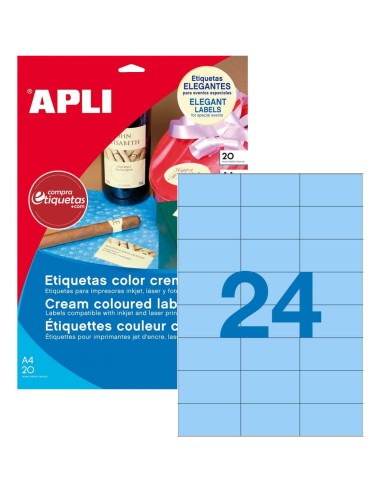Etiquetas Permanentes Azul Pastel 70x37 mm 20H Apli 11842
