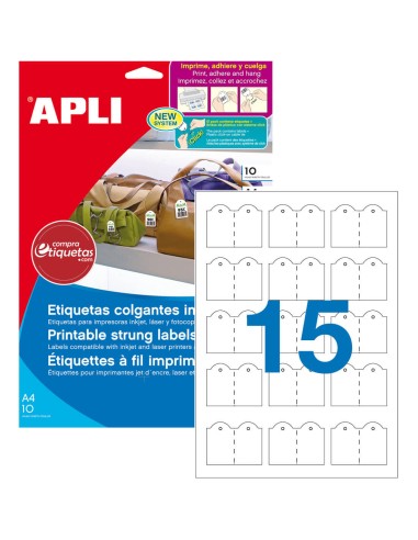 Etiquetas Blancas Colgantes Imprimibles 28x43 mm 10H Apli 11946