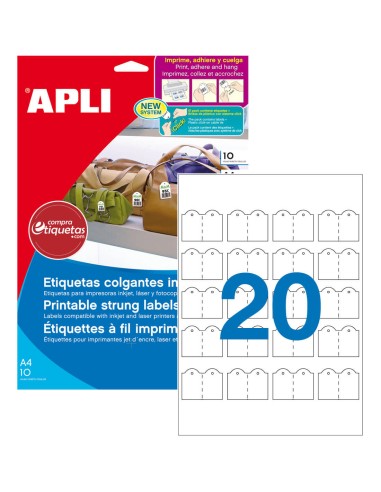 Etiquetas Blancas Colgantes Imprimibles 22x35 mm 10H Apli 11945