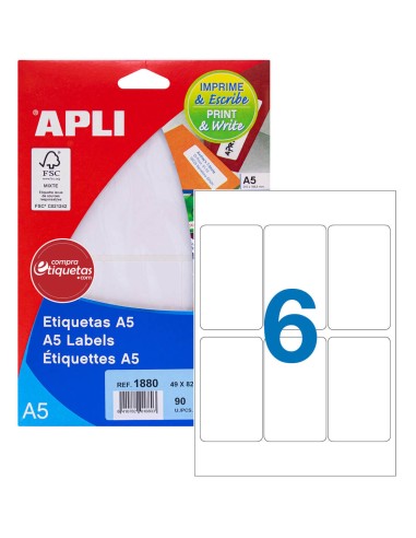 Etiquetas Blancas Cantos Romos 49x82 mm 15H Apli 01880
