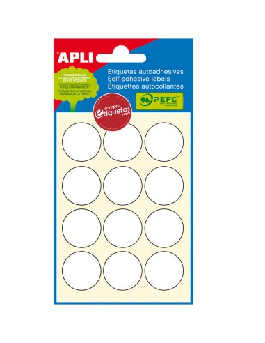 Etiquetas Blancas Cantos Romos ø25 mm 6H Apli 02664