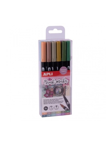 Rotuladores Pincel Colores Vintage 12 Uds Apli 19153