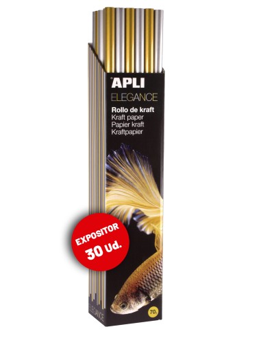 30 Rollos Papel Kraft Colores Plata y Oro 1x3m Apli 16508