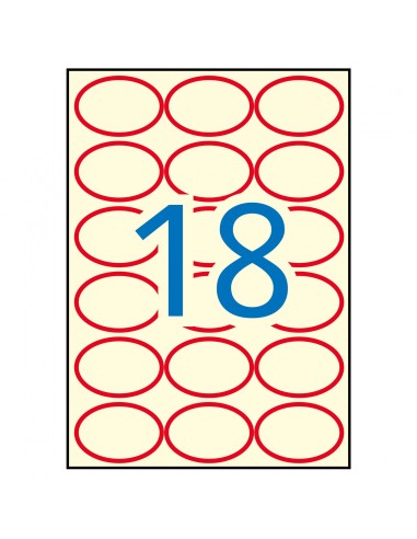 Etiquetas Crema Ribete Rojo 63,5x42,3 mm 10H Apli 11986