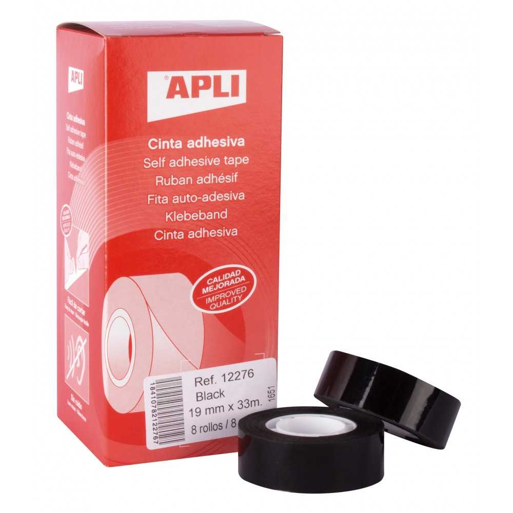 Cinta Adhesiva Color Negro 19 mm x 33 m Apli 12276