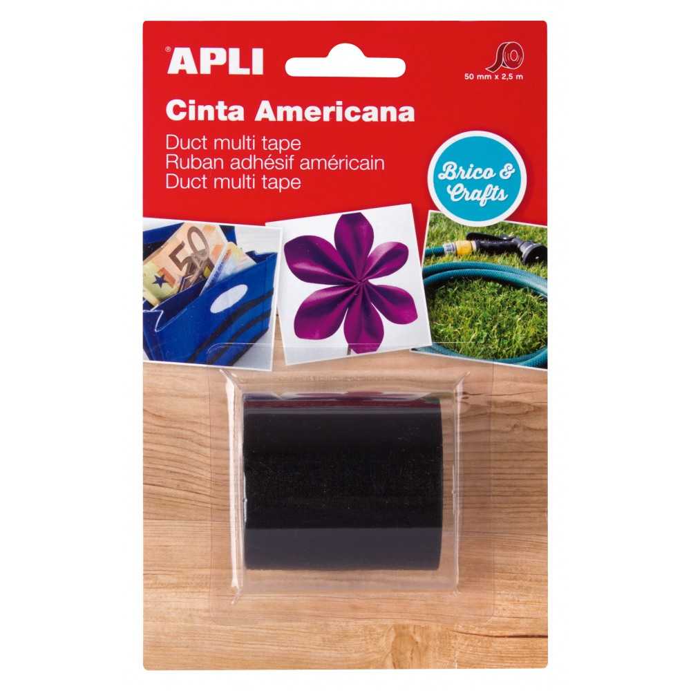 Cinta Americana De Color Negro Multiusos 50mmx2.5m Apli 15209 compraetiquetas.com