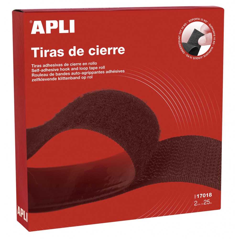 Cinta Gancho Bucle Negra 20 mm x 25 m Apli 17018