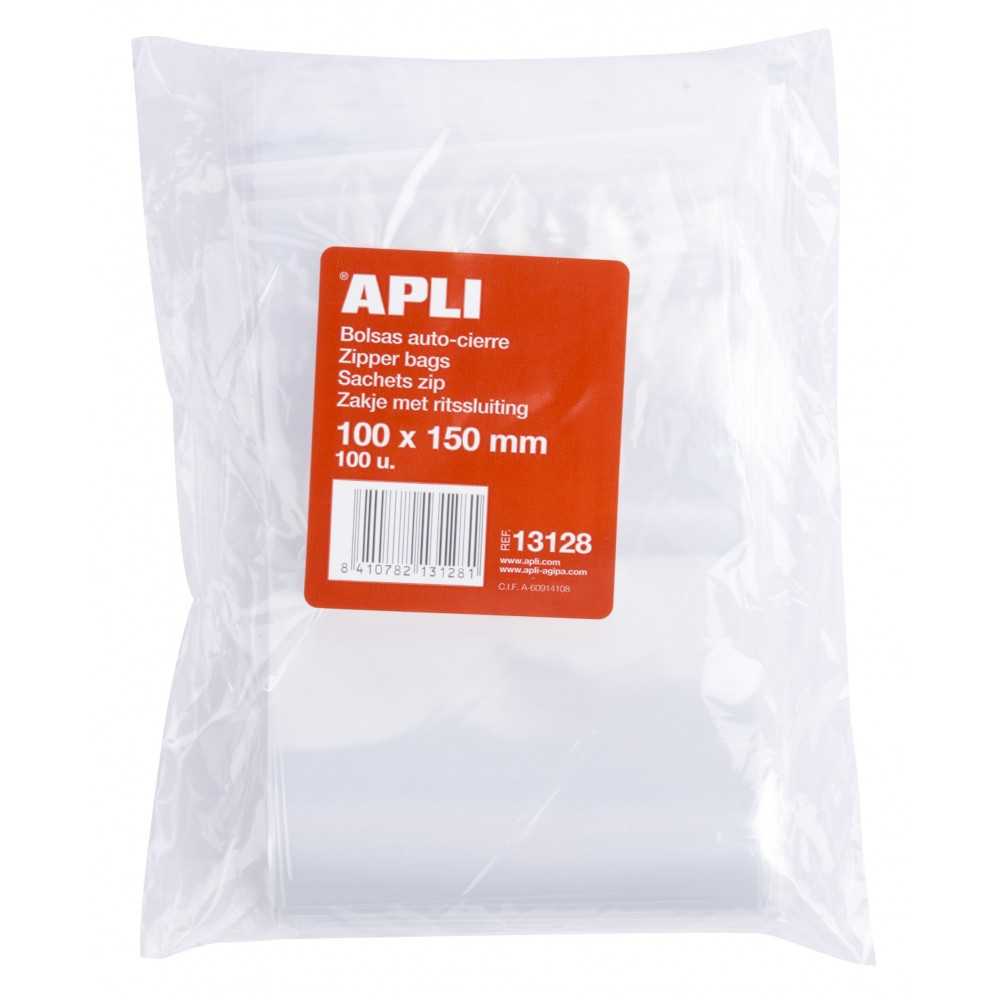 100 Bolsas Autocierre 100 x 150mm Plástico Transparente Apli 13128
