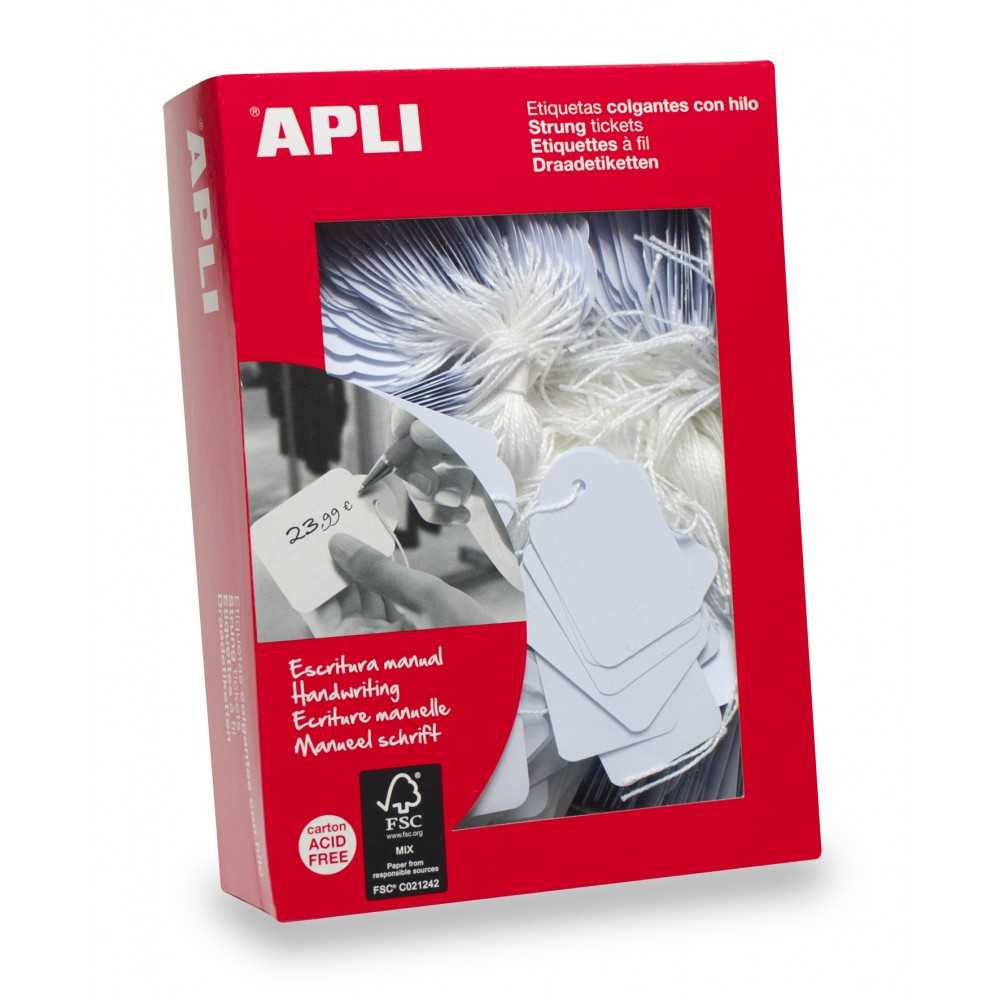 Apli 00395 Etiquetas Colgantes Con Hilo Blancas 400 Uds. 45x65 mm