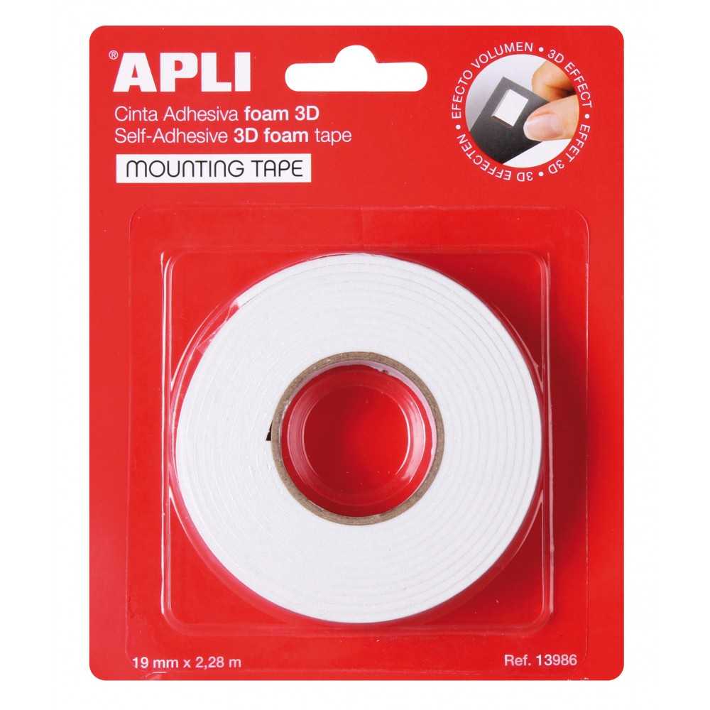 Cinta Doble Cara Blanca Formato 3D 19 mm x 2,28 m Apli 13986