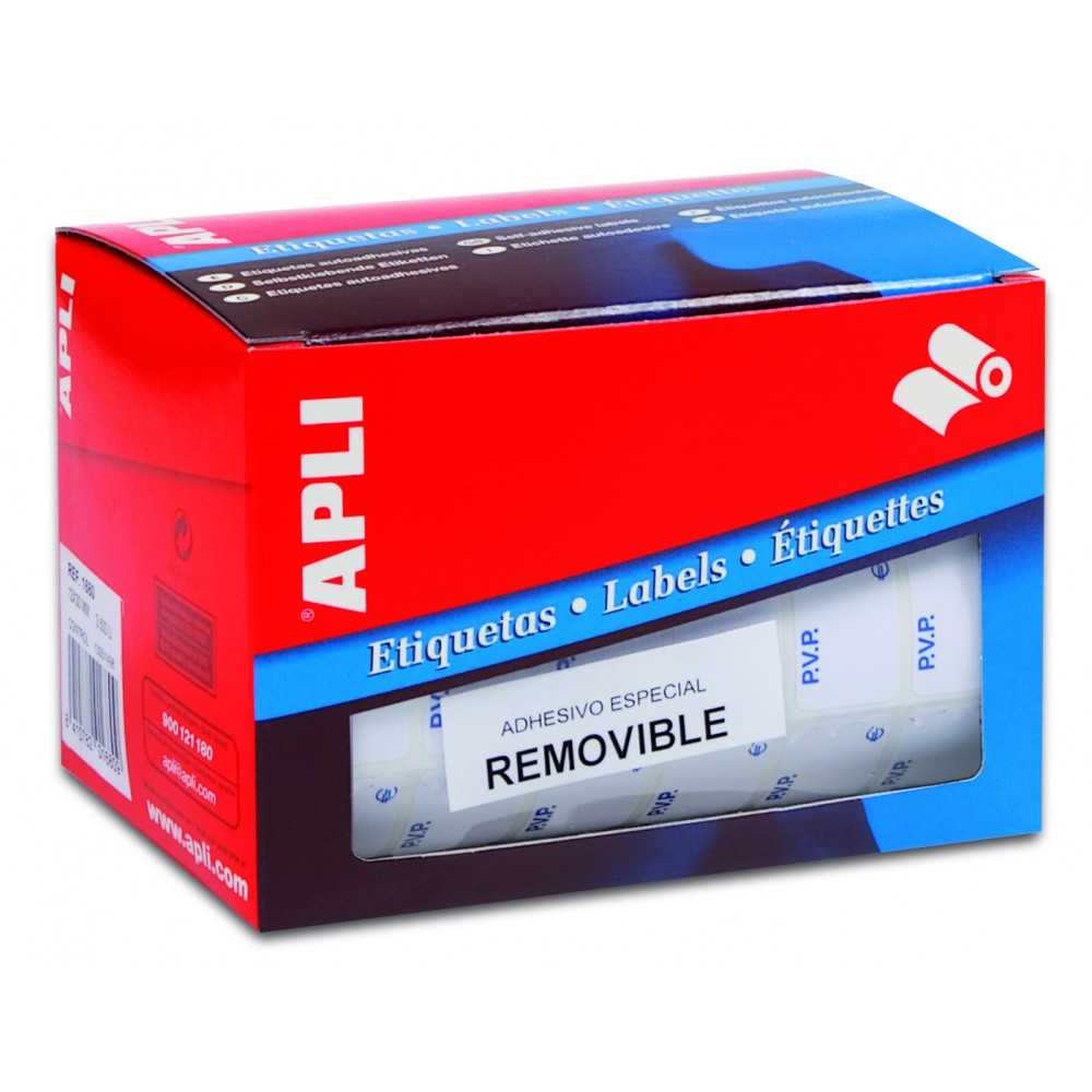 Apli 10084 Rollo Etiquetas PVP Blancas Removibles 12X18 mm