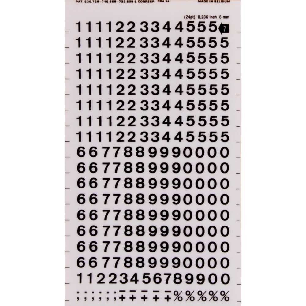 Números y Signos Transferibles Color Negro 6 mm Apli DD7F