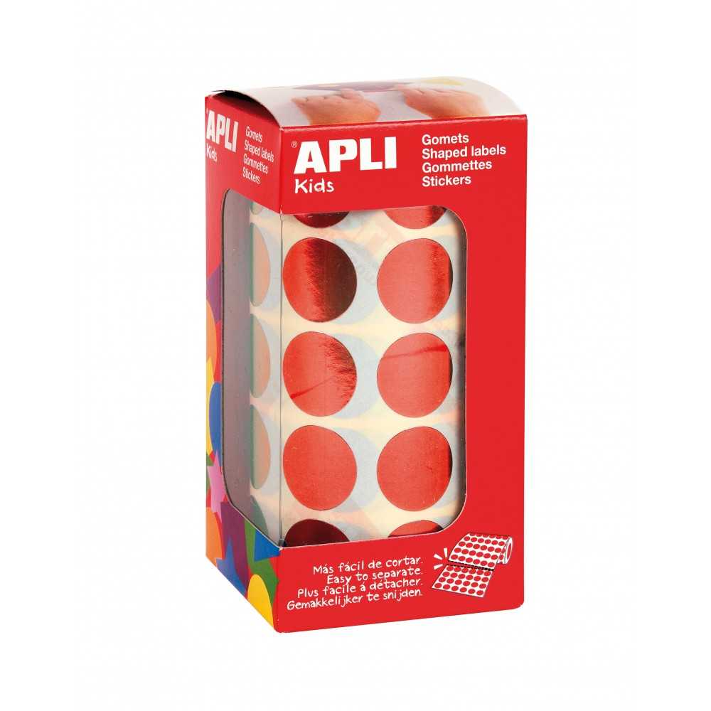 Apli 12049 Rollo Gomets Redondos Rojos Metalizado ø20 mm