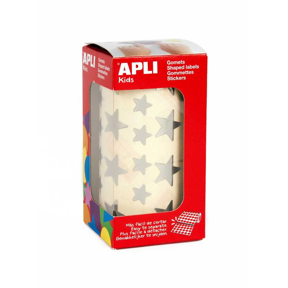 Apli 11117 Rollo Gomets Estrellas Plateadas 12,5 y 19,5 mm