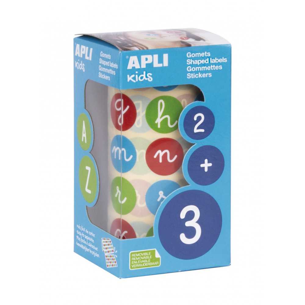 Apli 16798 Rollo Gomets Redondos Abecedario Minúsculas Ø20