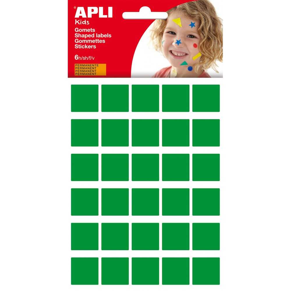 Apli 13238 Bolsa Gomets Cuadrados Verdes 20x20 mm