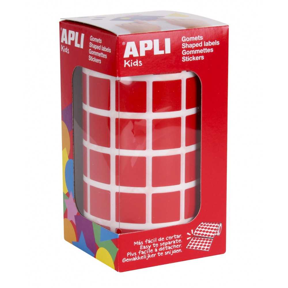 Apli 12477 Rollo Gomets Cuadrados Rojos 15x15 mm