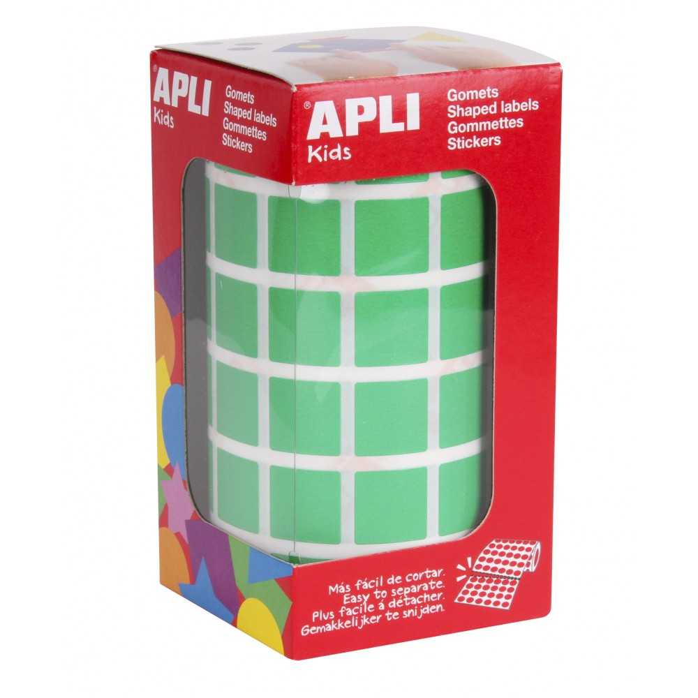 Apli 12478 Rollo Gomets Cuadrados Verdes 15x15 mm