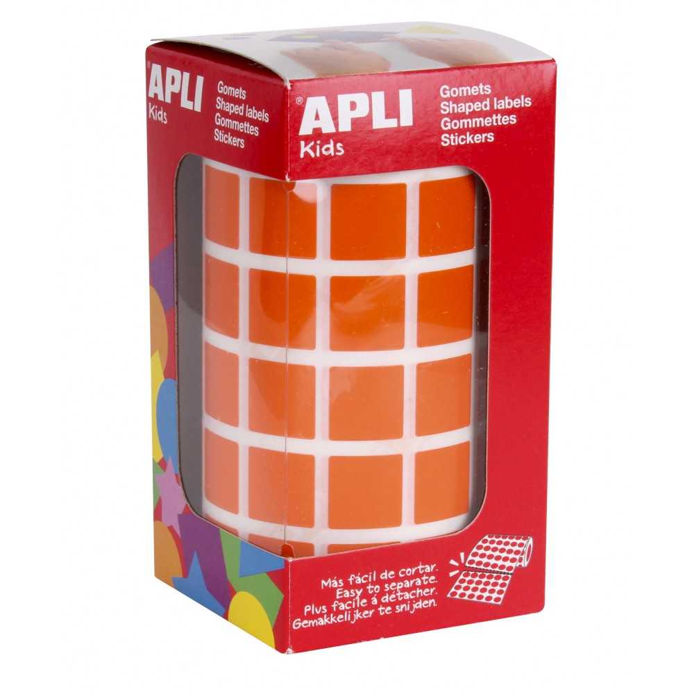 Rollo Gomets Cuadrados Naranjas 15x15 mm Apli 12479