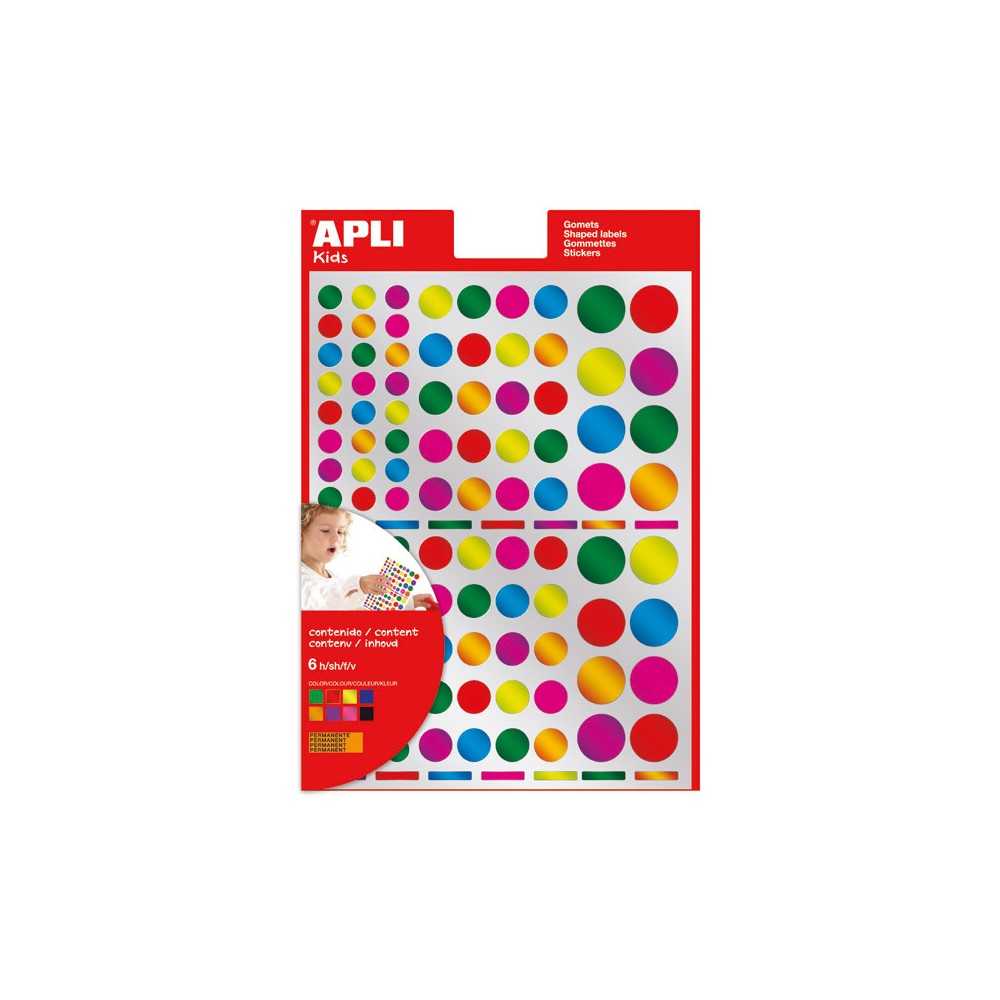 Apli 13529 Bolsa Gomets Redondos Multicolor Metalizado 6H