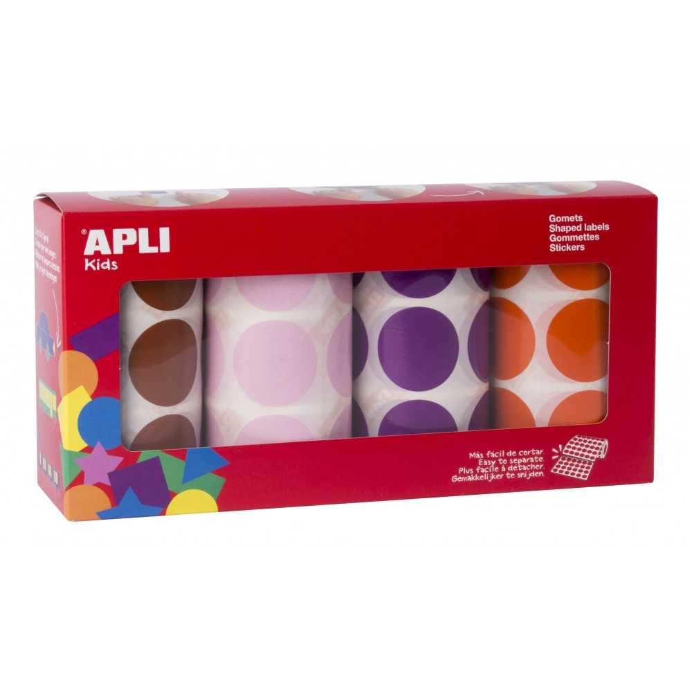 Apli 102411 Pack 4 Rollos Gomets Redondos XL Ø33 mm