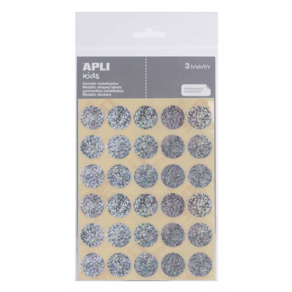 Apli 11809 Bolsa Gomets Redondos Metalizados Plata Ø20 mm 3H
