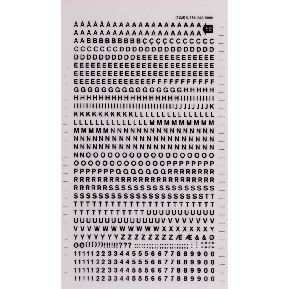 Letras y Números Transferibles Color Negro 3 mm Apli DD59F