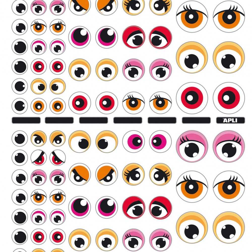 Apli 13855 3 Hojas Gomets Temáticos Los Ojos Rosa/Naranja