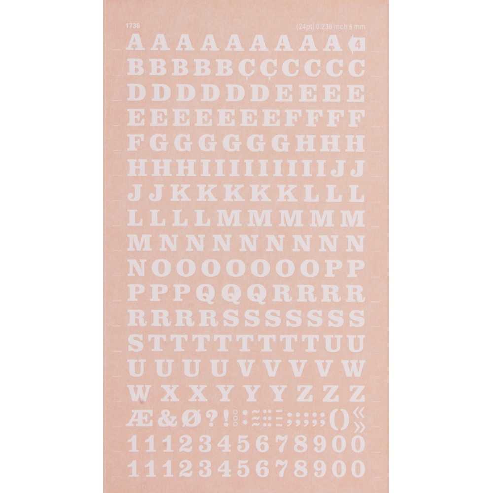 Letras y Números Transferibles Blancos 6 mm Apli DDB4F