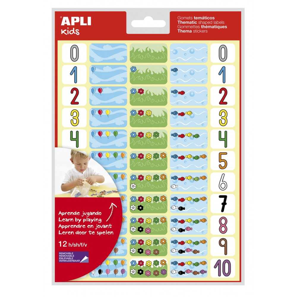 Apli 11678 Bolsa Gomets Temáticos Números 0-10 12H