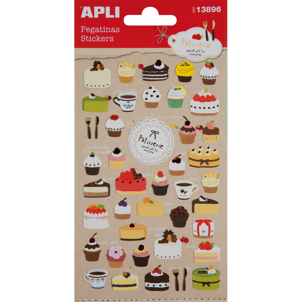 Apli 13896 Bolsa Pegatinas Temática Pastelería 1H