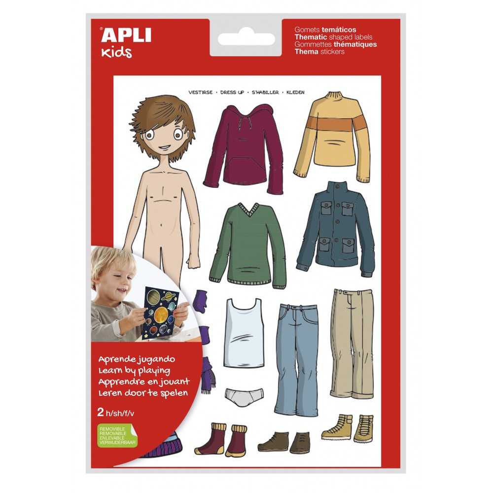 Apli 13353 Bolsa Gomets Temáticos Vestirse Niño 2H