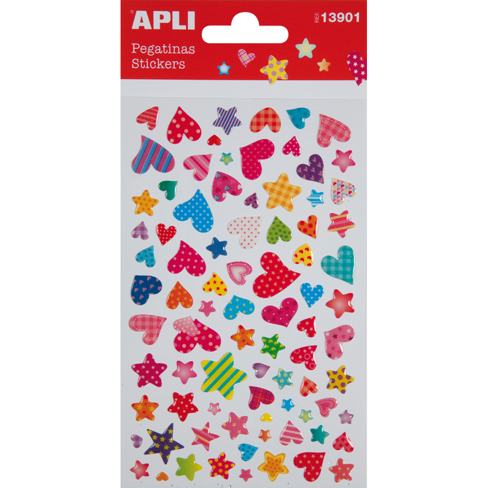 Apli 13901 Pegatinas Corazones y Estrellas en Bolsa 1H