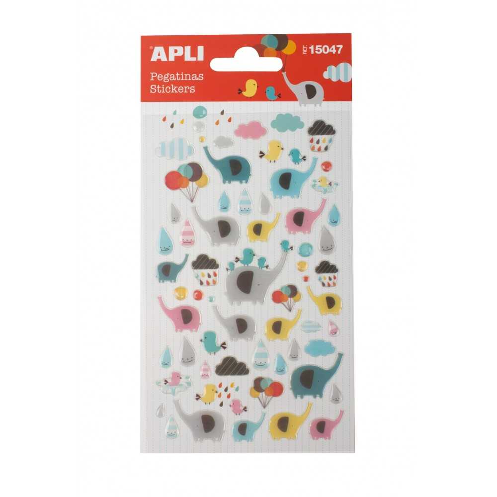 Apli 15047 Bolsa Pegatinas Temática Elefantes 1H