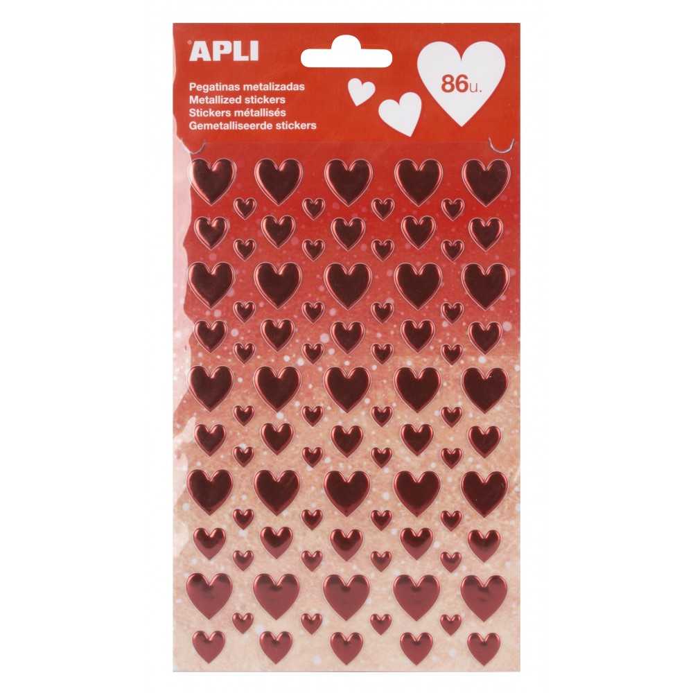 Apli 17187 Bolsa Pegatinas Corazones Rojos 1H