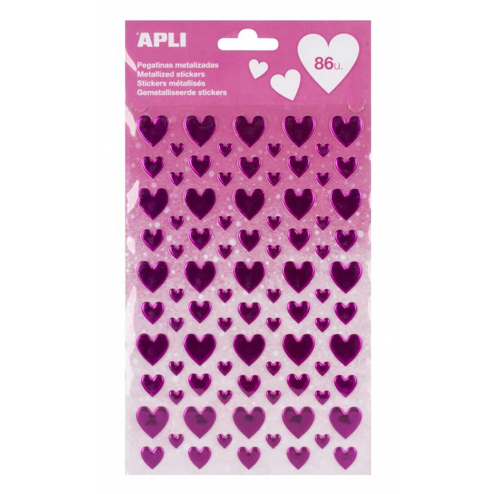 Apli 17188 Bolsa Pegatinas Corazones Rosa 1H