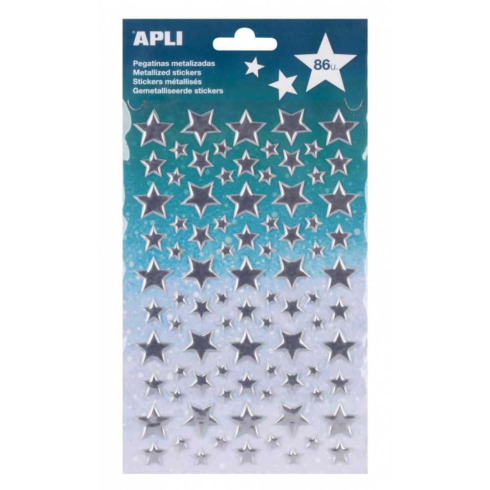 Apli 17189 Bolsa Pegatinas Temática Estrellas Plata 1H