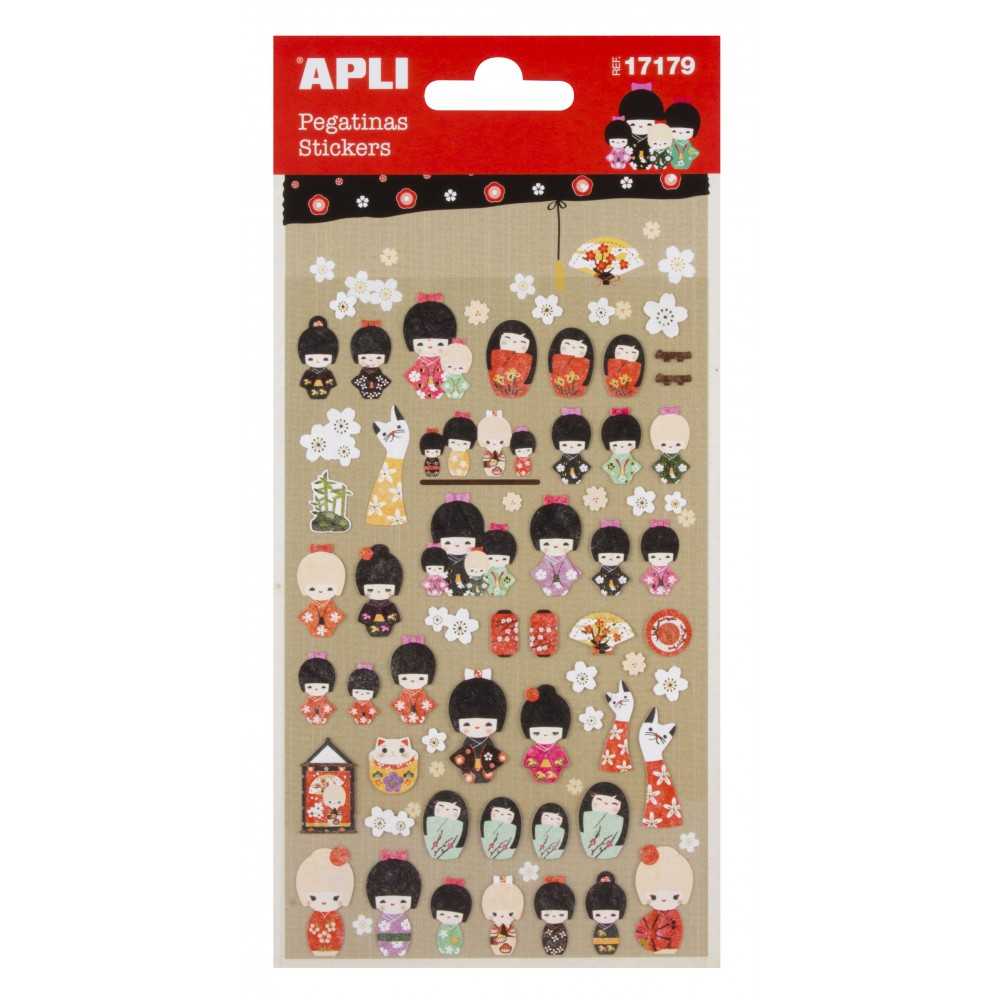 Apli 17179 Bolsa Pegatinas Muñeca Kokeshi 1H