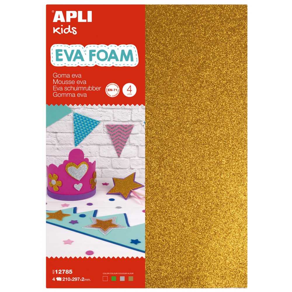 4 Hojas Goma Eva Purpurina Colores Surtidos A4 Apli 12785 Compraetiquetas