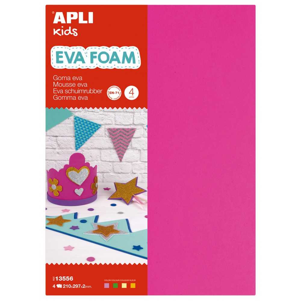 4 Láminas Goma Eva Fluorescente Surtido 4 Colores A4 Apli 13556 Compraetiquetas