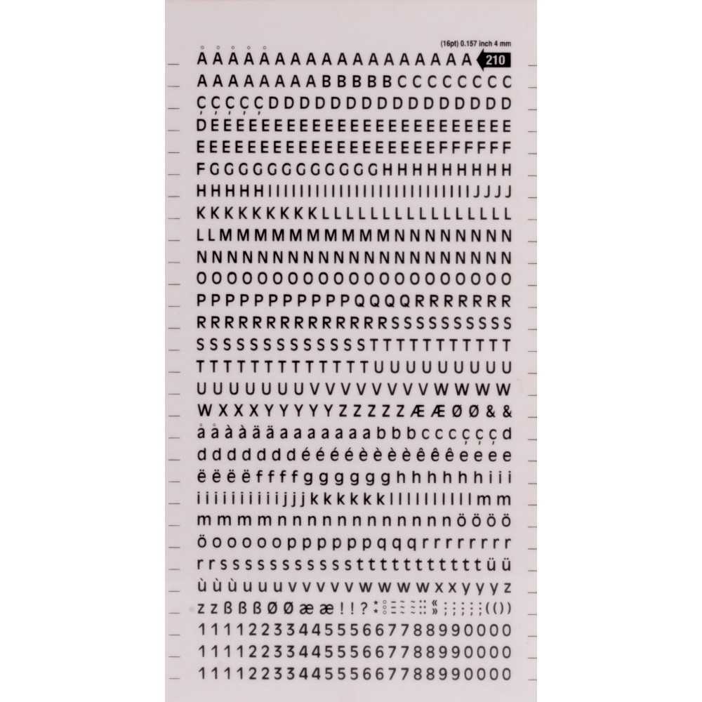 Letras y Números Transferibles Color Negro 4 mm Apli SDD210F